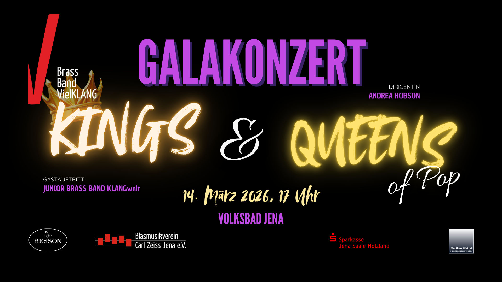 Brass Band VielKLANG Galakonzert 2026 Kings & Queens of Pop